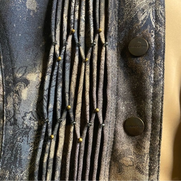 Coldwater Creek Dark Floral Denim Button up Jacket Long Sleeve size 8 - Picture 5 of 10